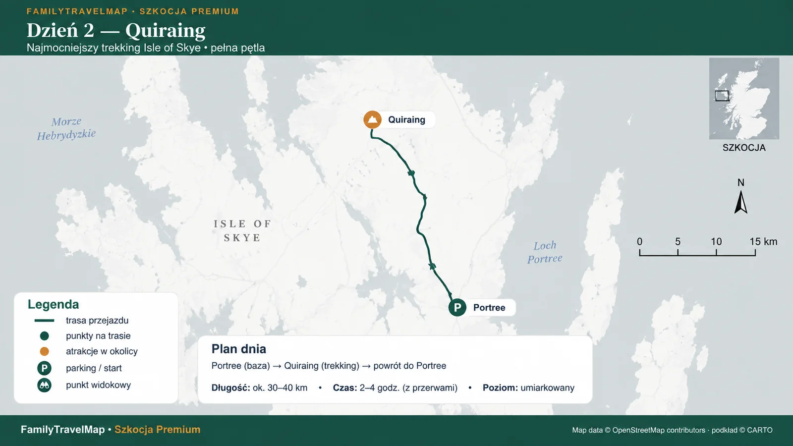 Mapa trasy Quiraing z naszego dnia na Isle of Skye
